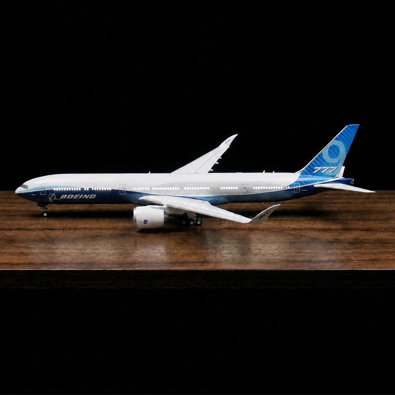 Boeing 777-9 1:163 scale model airplane with detailed Boeing livery and folding wingtips