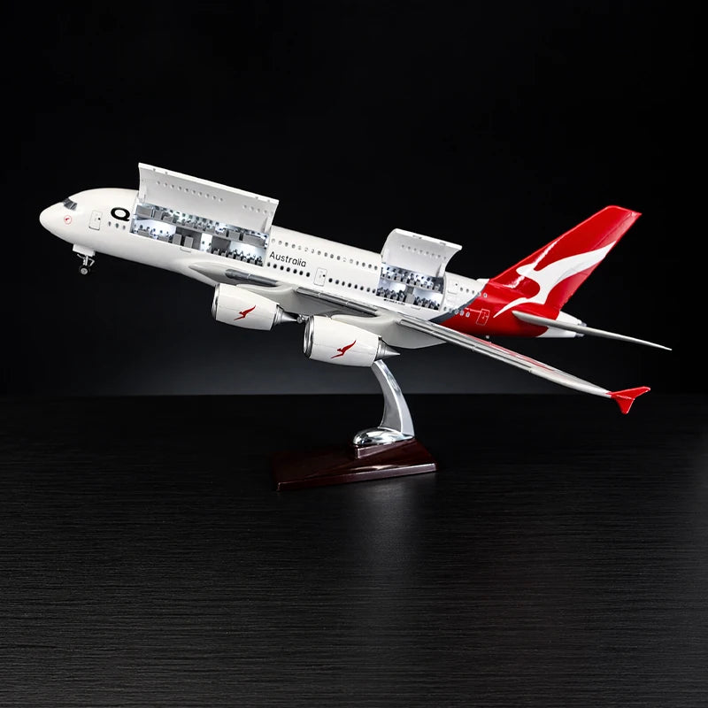 large scale Qantas A380 model airplane 1:160 with built-in LED lights detailed aircraft display model