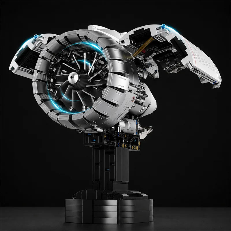 Aircraft turbofan engine building kit with opening shell panels
