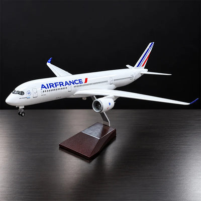 Air France Airbus A350-900 1:142 scale aircraft display model with LED cabin lighting and display stand.