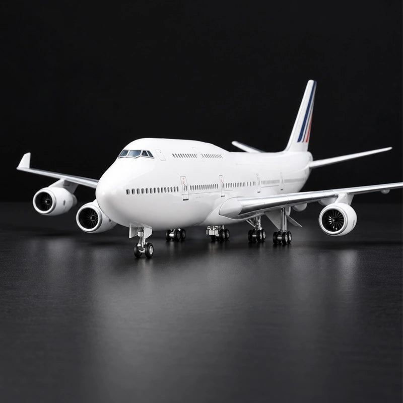 Air France Boeing 747 1:150 scale aircraft display model with openable cabin interior and display stand.