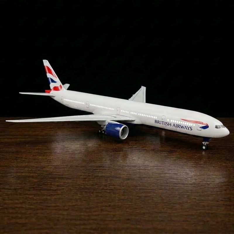 British Airways Boeing 777 model airplane in 1:157 scale with LED cabin lights
