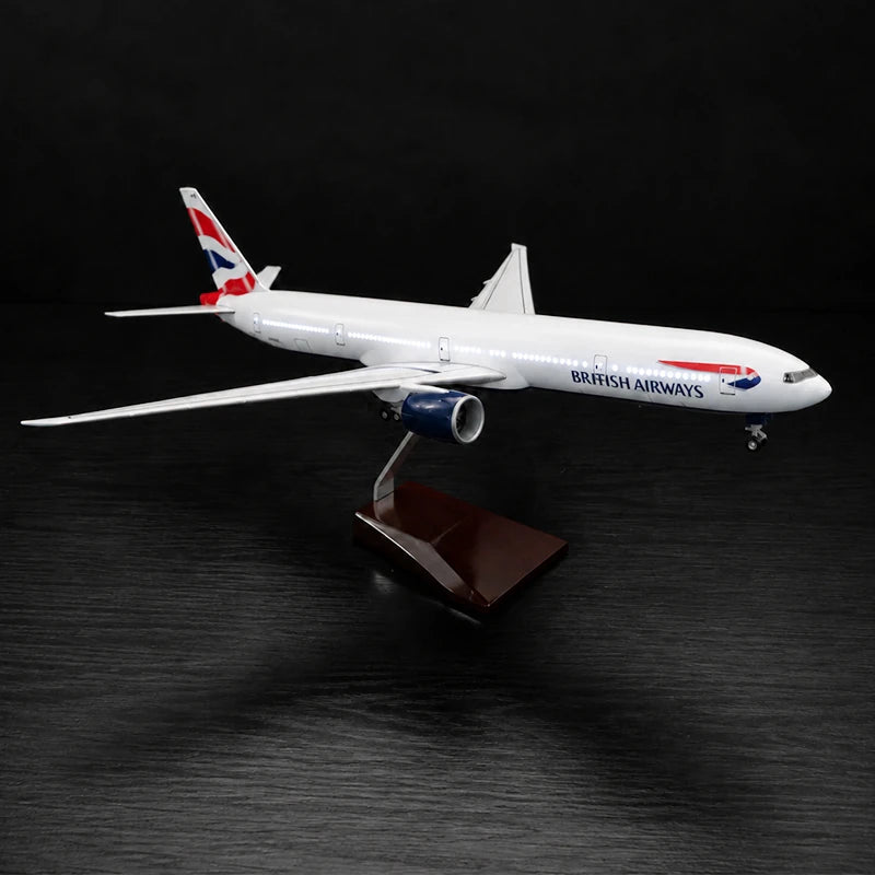 British Airways Boeing 777 model airplane in 1:157 scale with LED cabin lights