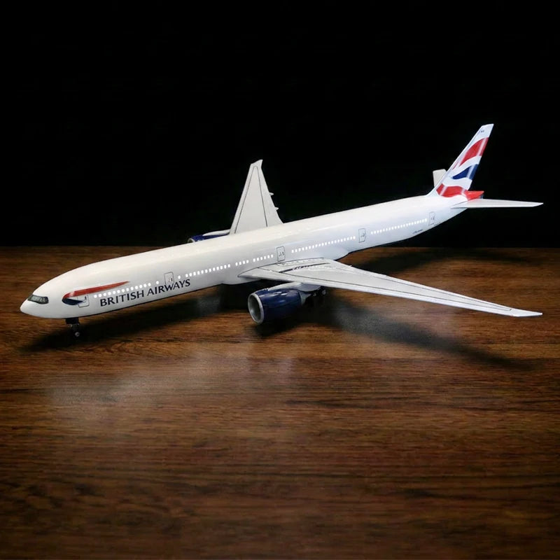 British Airways Boeing 777 model airplane in 1:157 scale with LED cabin lights