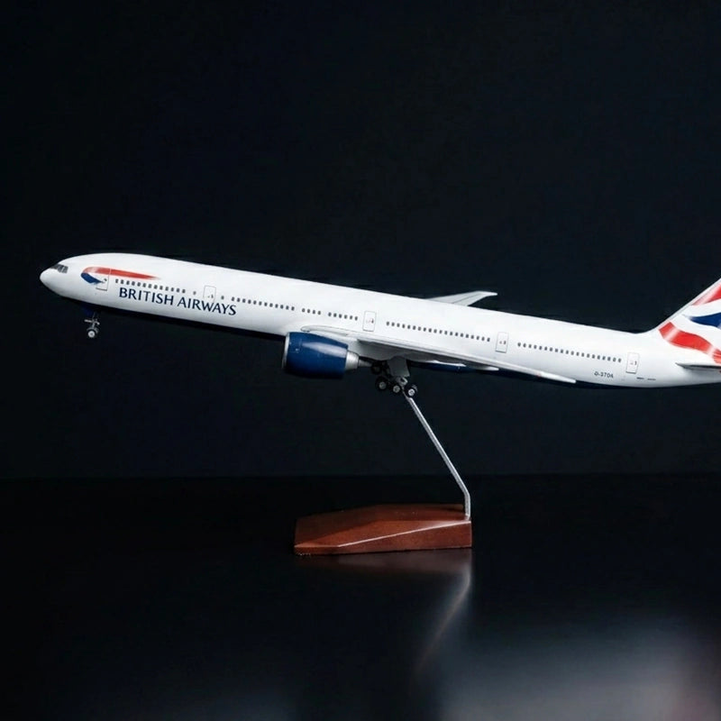 British Airways Boeing 777 model airplane in 1:157 scale with LED cabin lights