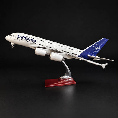 Lufthansa Airbus A380 model airplane with openable cabin and detailed interior display