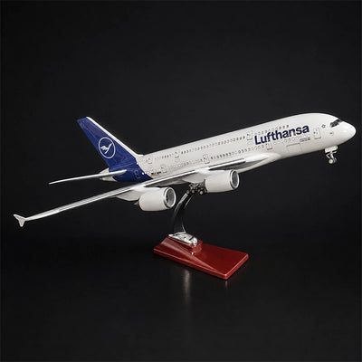 Lufthansa Airbus A380 model airplane with openable cabin and detailed interior display