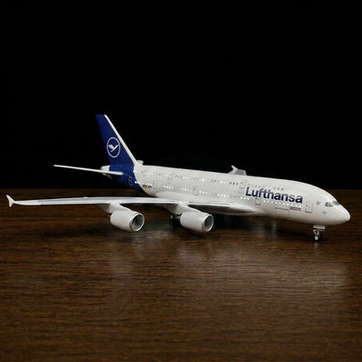 Lufthansa Airbus A380 model airplane with openable cabin and detailed interior display