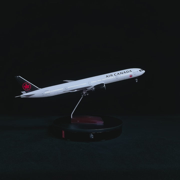 Load video: Air Canada Boeing 777-300ER model aircraft 1:157 scale on display stand