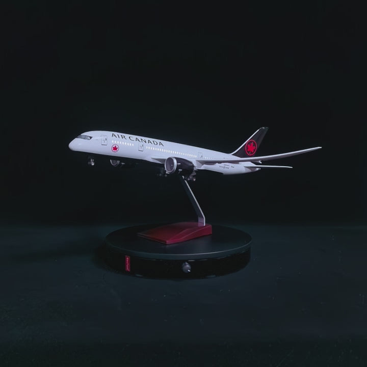 Load video: Air Canada Boeing 787-9 model aircraft 1:130 scale on display stand